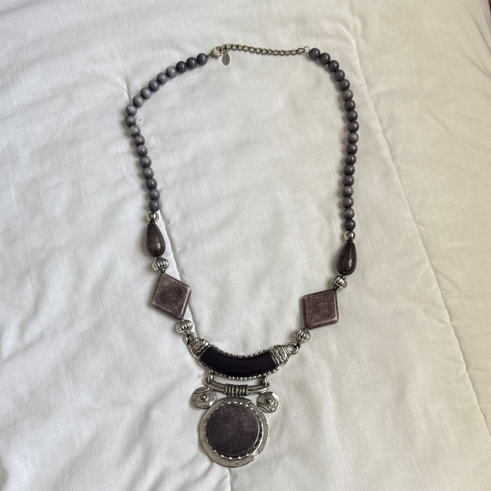 Elegant Silver and Black Beaded Necklace
